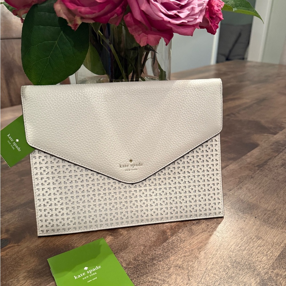 Kate Spade Cream and Gray Envelope Clutch